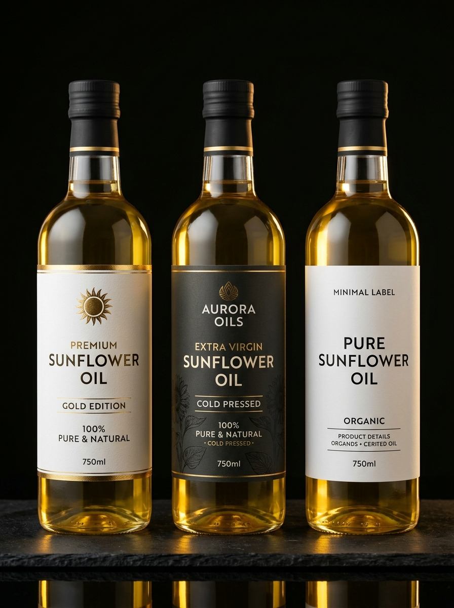Private label sunflower oil custom retail bottles